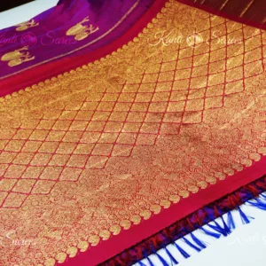 Royal Purple Kanjivaram Silk Saree with Chilli Red Border 2 Royal Purple Kanjivaram