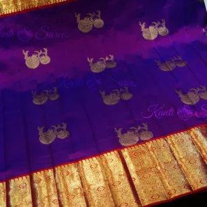 Royal Purple Kanjivaram Silk Saree with Chilli Red Border 7 Royal Purple Kanjivaram