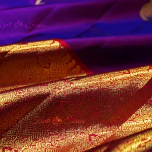 Royal Purple Kanjivaram Silk Saree with Chilli Red Border 6 Royal Purple Kanjivaram