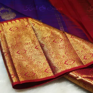 Royal Purple Kanjivaram Silk Saree with Chilli Red Border 5 Royal Purple Kanjivaram