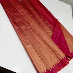 Chilli Red Kanjivaram Silk Saree with Temple Border 2 Chilli Red Kanjivaram