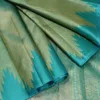 Sea Blue Kanjivaram Silk Saree with Temple Border 4 Sea Blue Kanjivaram