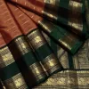 Rust Orange Kanjivaram Silk Saree with Green Korvai Border 4 Rust Orange Kanjivaram