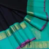 Black Kanjivaram Silk Saree with Sea Blue Korvai Border 3 Black Kanjivaram